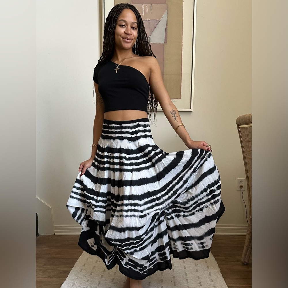 Black and White Striped Women's Skirt